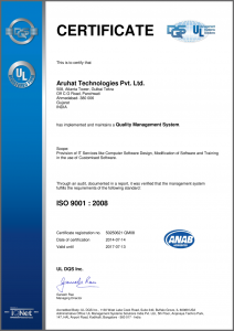 Aruhat Technologies ISO 9001:2008 Certificate